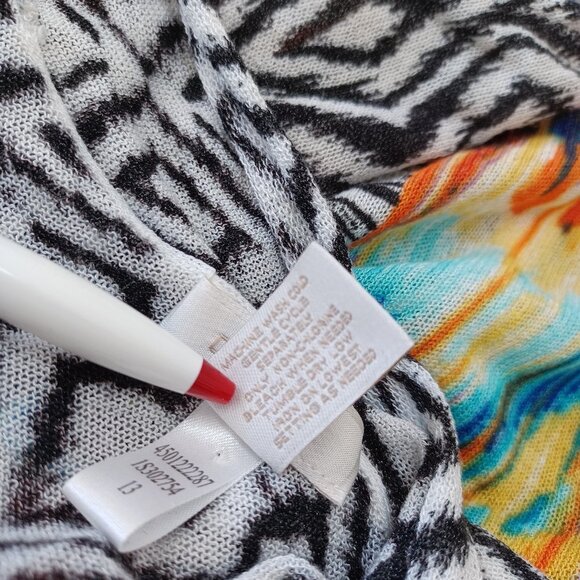 Chicos Cardigan Multi Color Aztec Open Front Animal Print Womens Medium - Picture 12 of 15